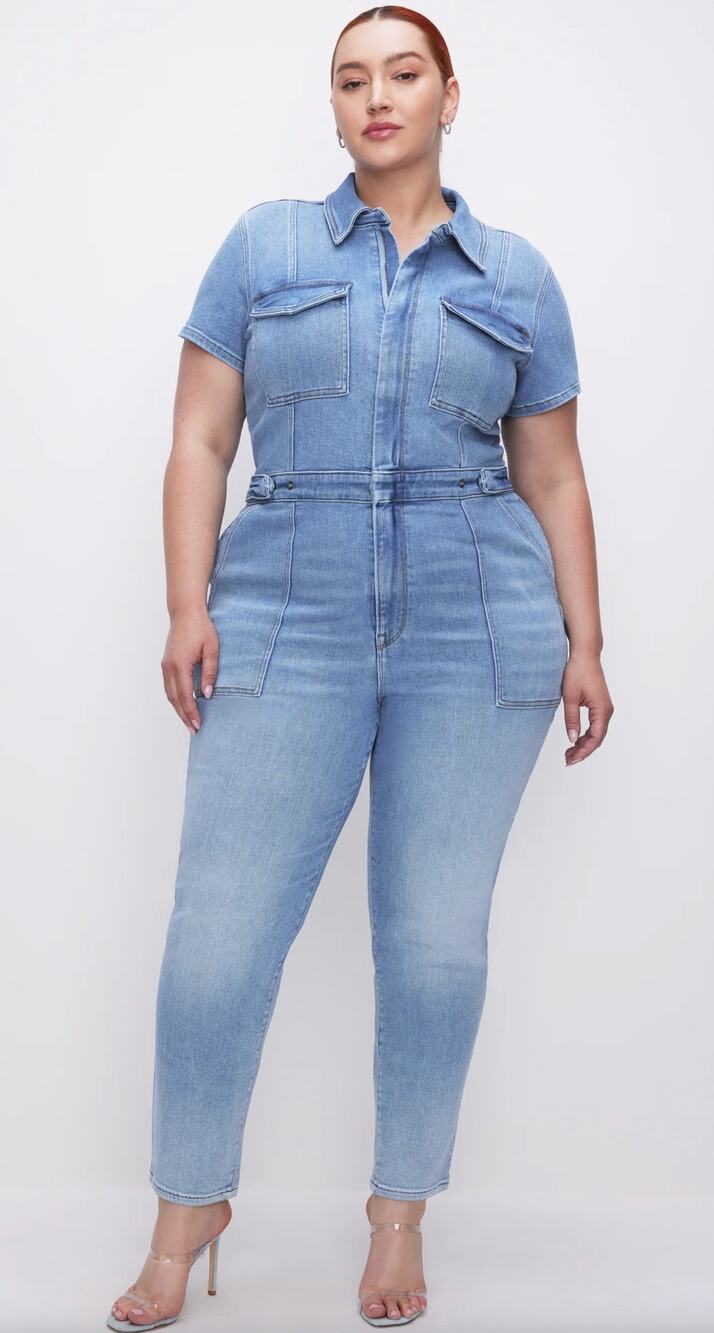 Good American Fit For Success Utility Denim Jumpsuit Womens Plus Size 4X New